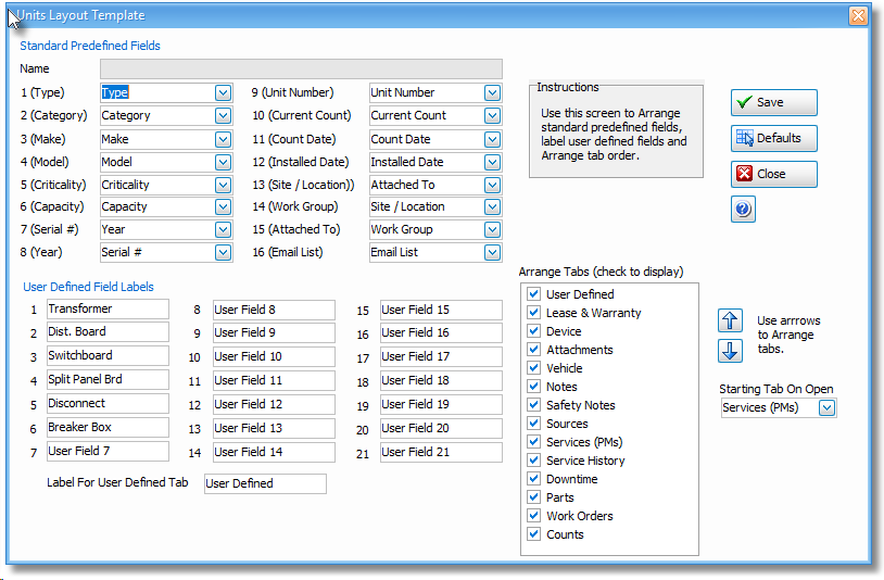 Units Layout template